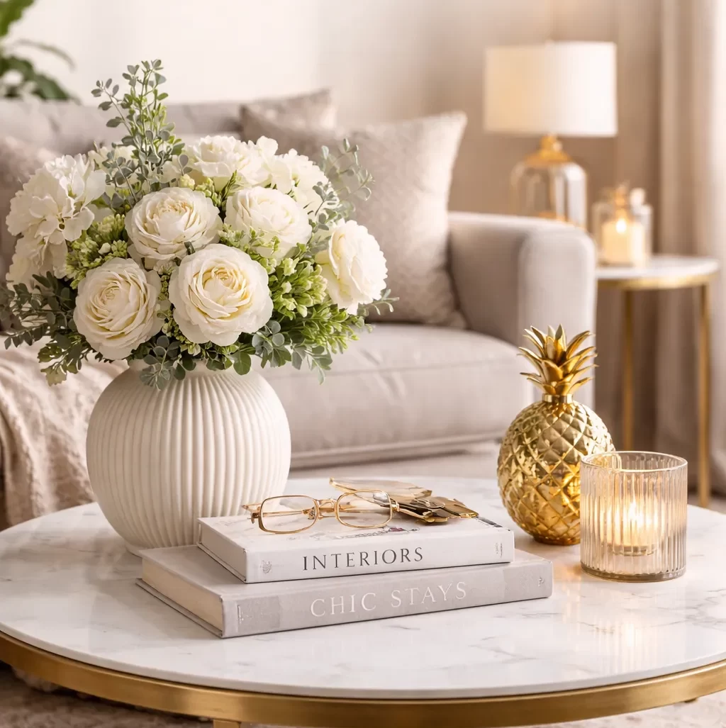 Stijlvolle woondecoratie met een chique uitstraling, zachte tinten en elegante details voor een betaalbaar interieur.