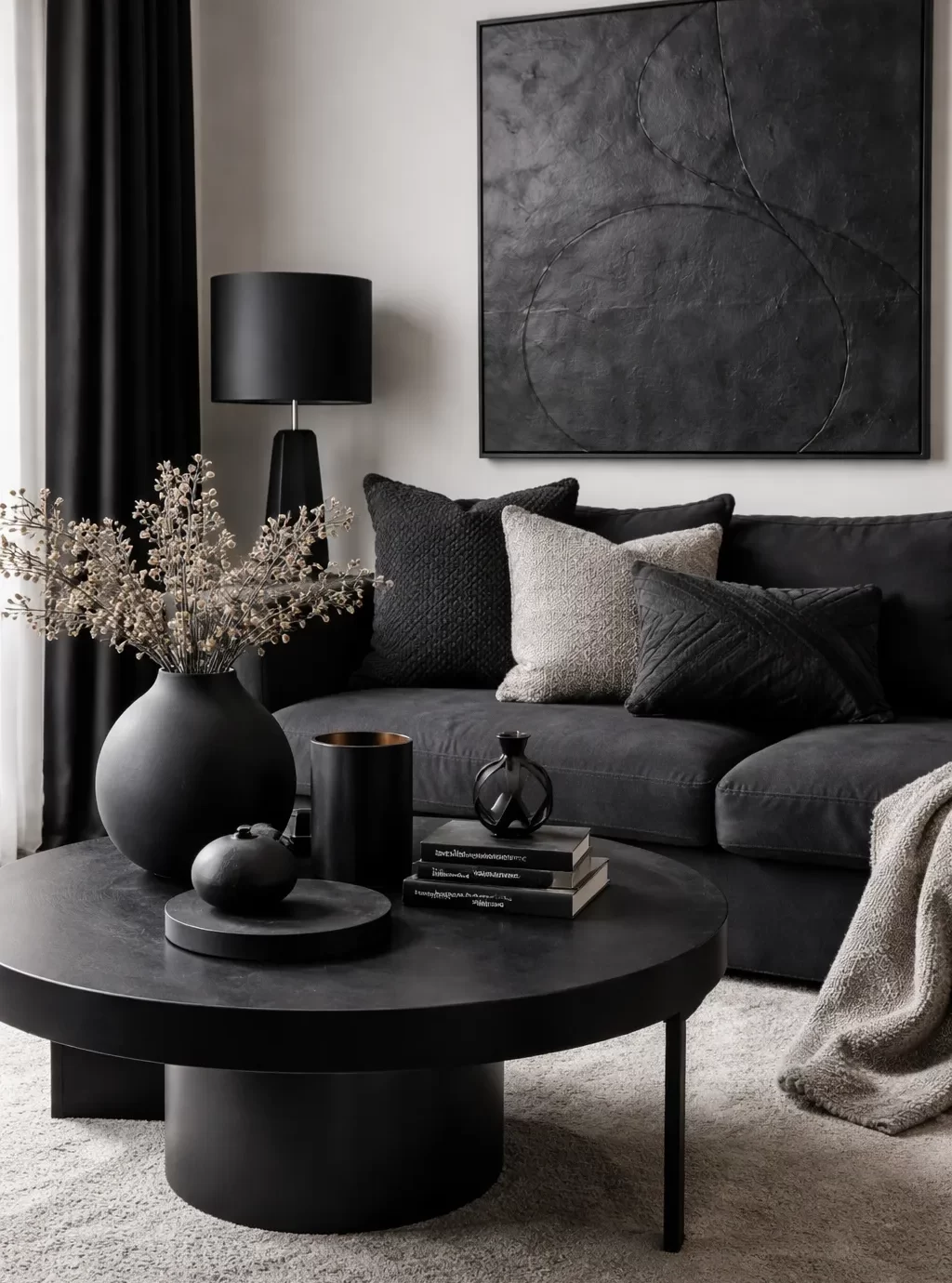 Stijlvolle zwarte accenten in een modern interieur.